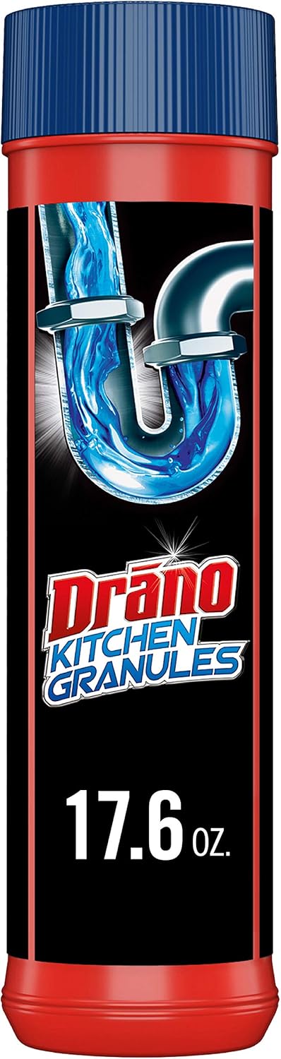 Drano Kitchen Granules Drain Clog Remover - Unclogs Grease or Cooking Oil Blockage, 17.6 oz