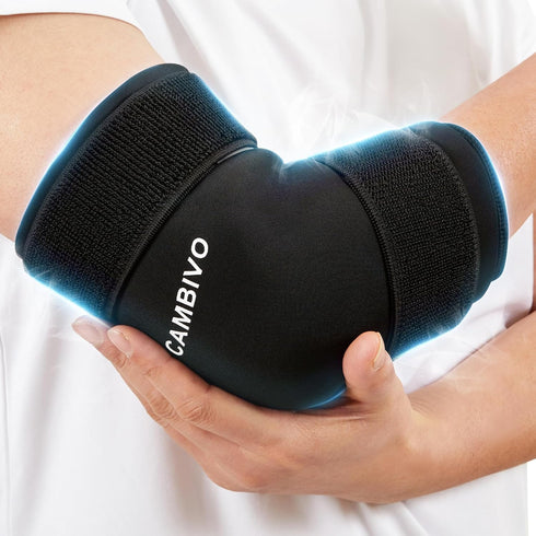 CAMBIVO Reusable Gel Cold Pack for Knee, Elbow, Ankle, Calf - Compression Sleeve Ice Pack for Injuries, Flexible Cold