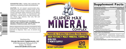 2-Month Multimineral Supplement, Iron Free, 72 Trace Minerals, High Potency Multi Mineral, 120 Tablets