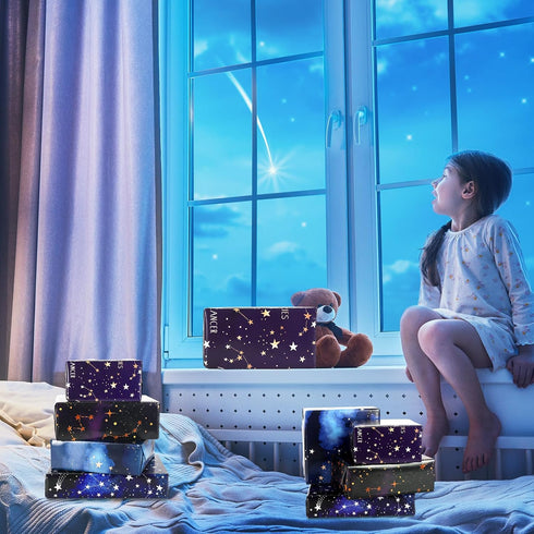AnyDesign 12 Sheet Galaxy Wrapping Paper, Constellation Gift Wrap Paper Bulk for Birthday Baby Shower DIY Crafts