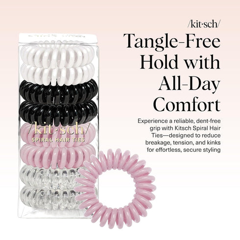 Kitsch Spiral Hair Ties for Women, 8 pcs, No Crease Hair Tie, Coil Hair Ties for Thick and Thin Hair, No Damage