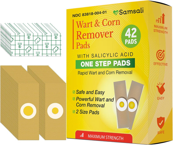 Wart Corn Remover Pads for Feet, 42 Pack with 40% Salicylic Acid for Plantar Warts and Corns Treatment