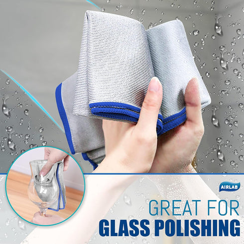 Pack 8-12" 16" Airlab Streak Free Miracle Cleaning Cloth Easy Clean of x Microfiber Dish Cloths Glass Polishing Lint