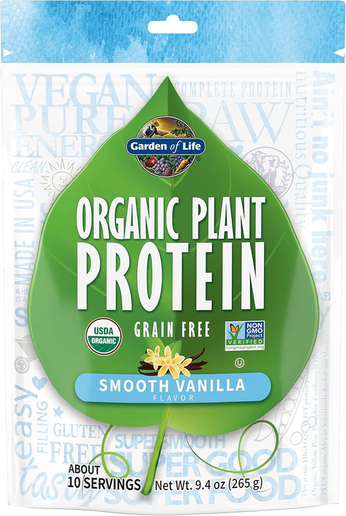 Garden of Life Organic Plant Based Protein Powder - Smooth Vanilla, Vegan, Gluten Free, 10 Servings