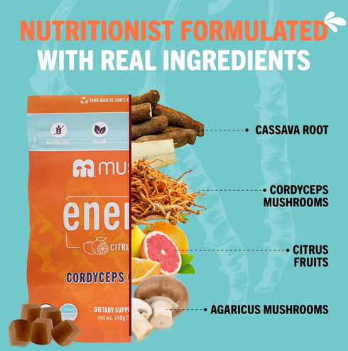 Mushie 100% Gummies 2000mg Immune 60 Count Organic Cordyceps Mushroom - Cordyceps Militaris Nootropic for Energy