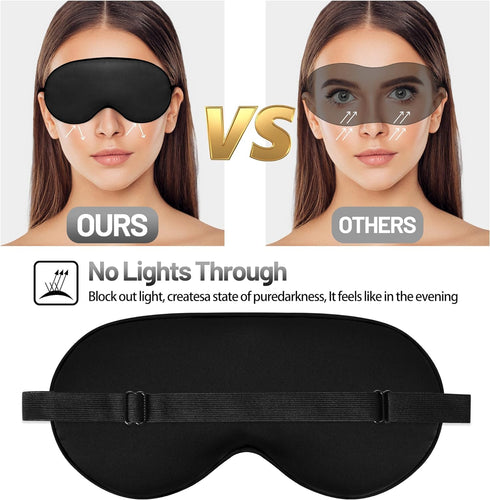 Silk Sleep Mask with Adjustable Strap, Satin Blackout Blindfold for Men & Women, Comfortable Eyeshade for Night Sleep