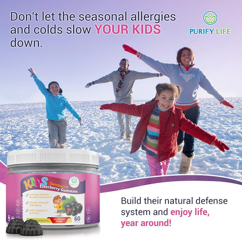 Sugar-Free Kids Elderberry Gummies with Vitamin C & Zinc - Daily Immune Support Gummies for Respiratory Health