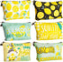 Reginary 6 Pieces Lemon Makeup Bags, Waterproof Multifunction Cosmetic Pouch with Zipper Toiletry Bag Case Organizer