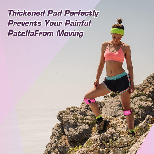 IPOW Knee Support for Women, 2 PACK Patellar Tendon Support Strap & Knee Pain Relief for Hiking, Running, Tennis