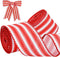 TONIFUL 2 Rolls-2 Inch Red Striped Wired Ribbon, Red and White for Gift Wrapping, Bows Making, Wedding Birthday Decor