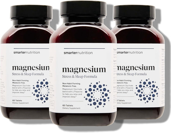 Smarter Nutrition Magnesium Complex - Chelated Magnesium Glycinate + Citrate, 180 Tablets for Sleep & Relaxation