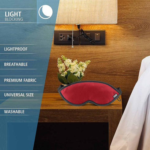 Lewis N. Clark Comfort Sleep Mask - Eye Mask for Travel, Light Blocking & Adjustable, Comfortable Burgundy