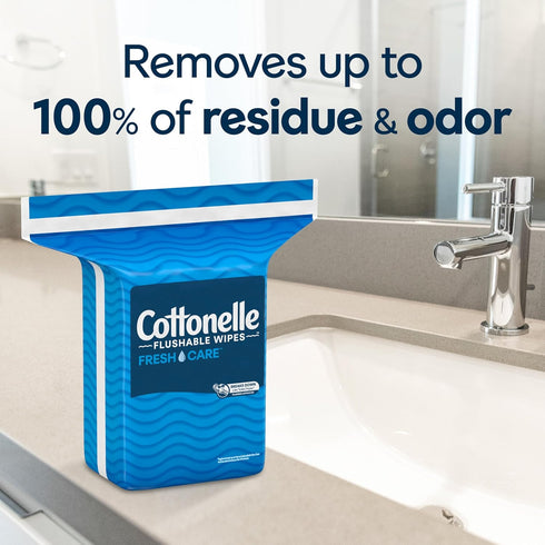 Cottonelle Fresh Care Flushable Wet Wipes, Adult Wet Wipes, 1 Refill Pack, 252 Wipes Per Pack, Packaging May Vary
