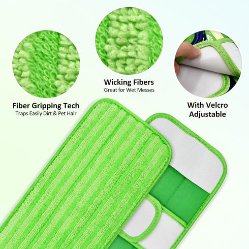 4 Pack Microfiber Mop Pads for Swiffer XL Mops Reusable Wet and Dry Mopping Cloths Compatible with Swiffer Sweeper XL,Washable XL Mop Refill Replacement for All Hardwood Dry & Wet Cleaning