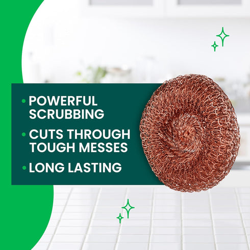 Scotch-Brite Copper Coated Scrubbers, 3 Scrub Pads for Cleaning Tough Baked-On Messes, Metal Scrubbers