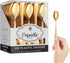 120 Pack Heavy Duty Gold Plastic Tea Spoons - Disposable Silverware for Catering, Parties, Weddings