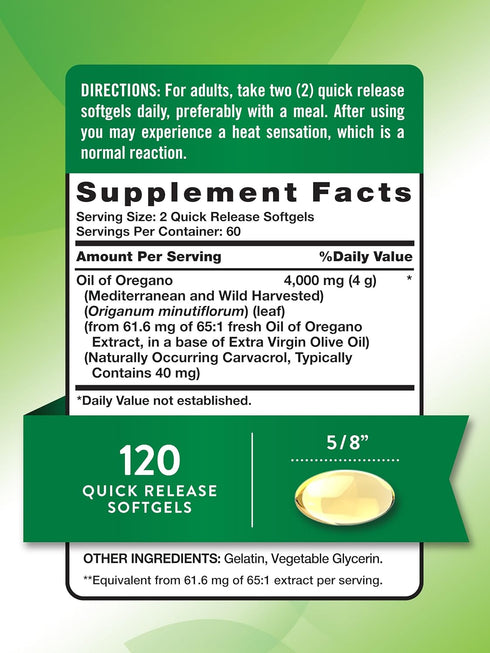 Nature's Truth Oil of Oregano Softgels | 4000 mg | 120 Count | Non-GMO & Gluten Free Herbal Supplement