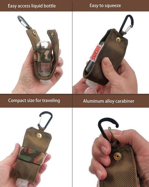 SUCHI Backpack 60ml/ 2 oz (2 Pack) Travel Size Hand Sanitizer Holder,Bottle Case and Carabiner Carrier bag-Portable