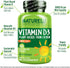 NATURELO Vitamin D 5000 IU, Plant Based from Lichen, Natural D3 Supplement for Immune System, Bone & Joint Health, 180