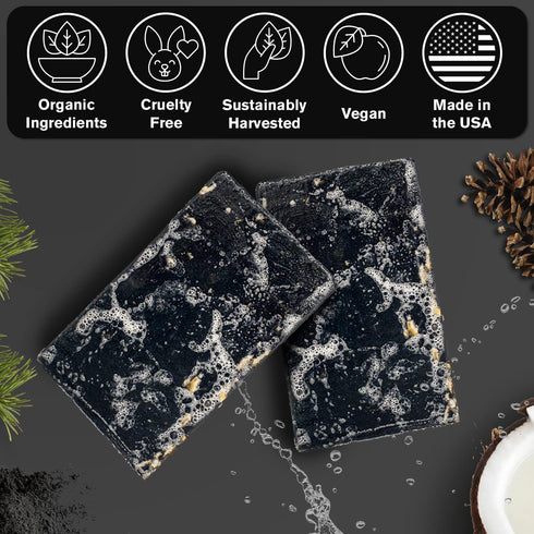 Ness Mens Soap Bar - Natural Pine Tar Scent, Organic Ingredients, Essential Oils, Handmade Vegan Soap for Men