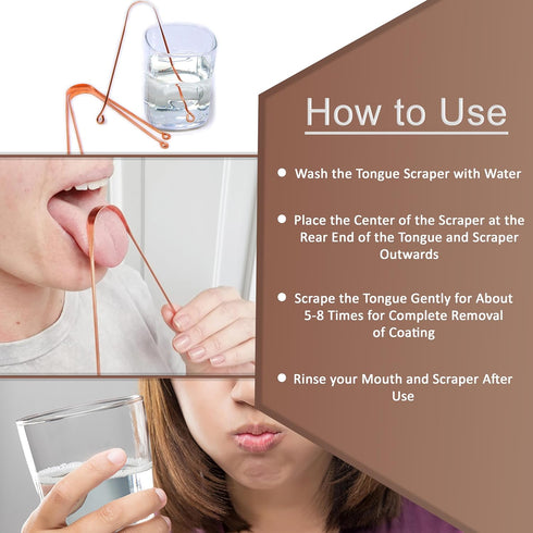 Wonder Care 3 Pieces 100% Copper Tongue Scraper for Optimal Oral Hygiene