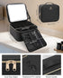 Relavel Makeup Bag with Light Up Mirror, Travel Cosmetic Organizer, Rechargeable Vanity Mirror with 3 Color Lights