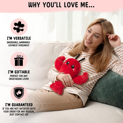 Crustacean Microwavable Unscented Heating Pad for Women, Plush Heatable Stuffed Toy Animal Gift