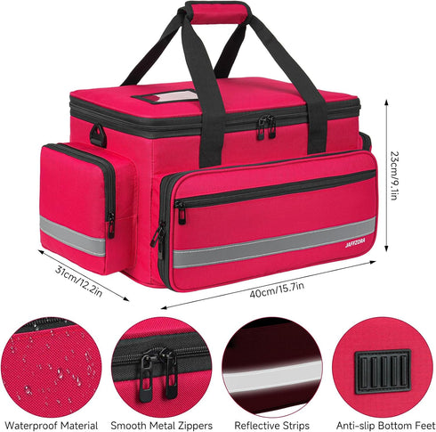 Jaffzora Medical Bag, Medical Equipment Case Empty, Large Home Health Nurse Bag with Shoulder Strap, Medication First