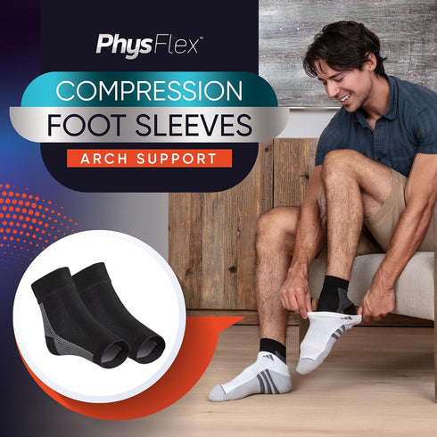 Compression Socks for Plantar Fasciitis - Ankle Compression Sleeve for Heel Spurs, Foot Swelling & Fatigue (1 Pair)