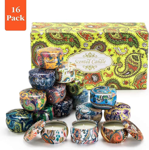 Wfmolcand 16 Set Friends,2.5 OZ. Scented Candles Gift,Natural Soy Wax Aromatherapy Candles,Small Portable Tin Candles