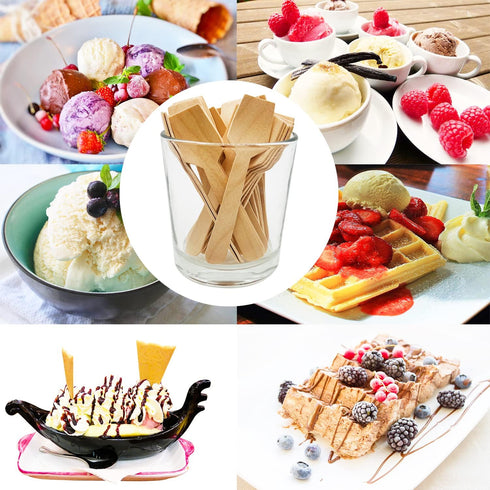 Mini Wooden Spoons, 200 Pcs 4 Inch Disposable Biodegradable Birchwood Dessert Spoons