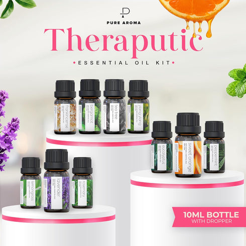 Essential Oils by Ultimate Aroma - 100% Pure Therapeutic Grade Oils Kit, Top Aromatherapy Oils Gift Set, 10ML Each