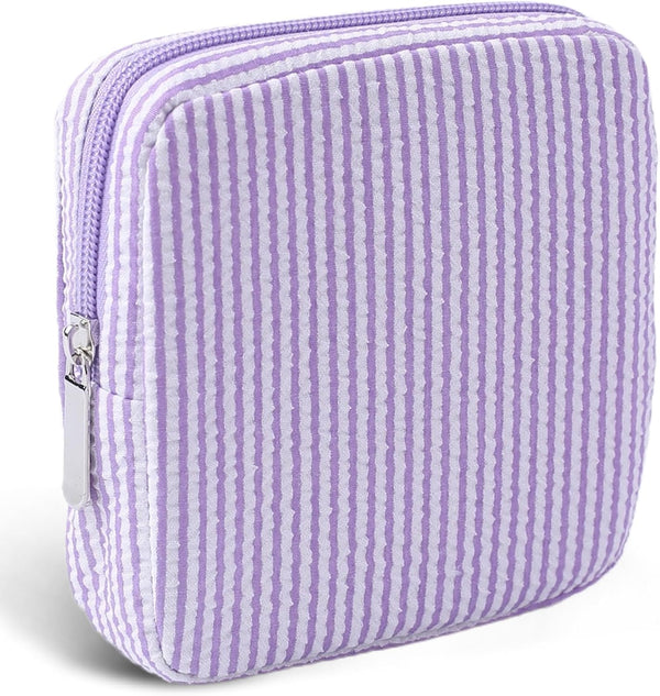 Teircno Period Bag for Teen Girls | Striped Sanitary Napkin Storage Bag |