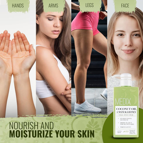 MEDIX 5.5 Coconut Oil Lotion with Manuka Honey Cream for Face & Body, Firming Coconut Oil, 2-Pack