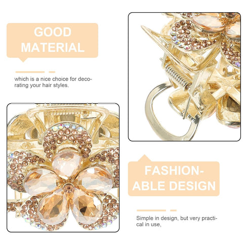 Rhinestone Hair Claw Clips, Vintage Alloy Fancy Jaw Clips for Large Hair Accessories
