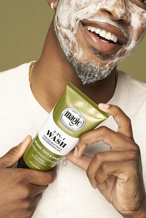 Softsheen-Carson Magic Shaving Beard Grooming Kit for Men, Cedarwood Oil Beard Butter, Scrub and Cleanser Gift Set