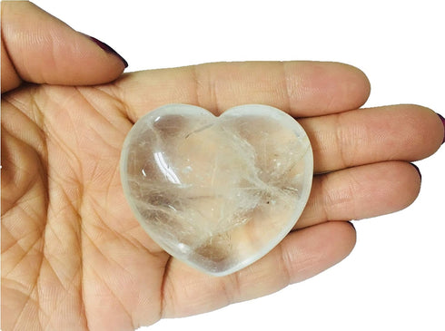 Healing Crystal Heart Love Carved Palm Worry Stone, Chakra Reiki Balancing (Rock Quartz)