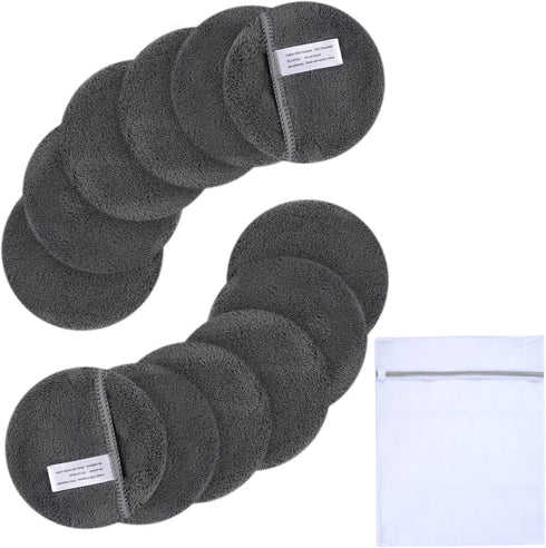 SUNLAND Reusable Makeup Remover Pads, Microfiber Face Cleansing Gloves, Washable Cloth with Laundry Bag, Rounds Pads
