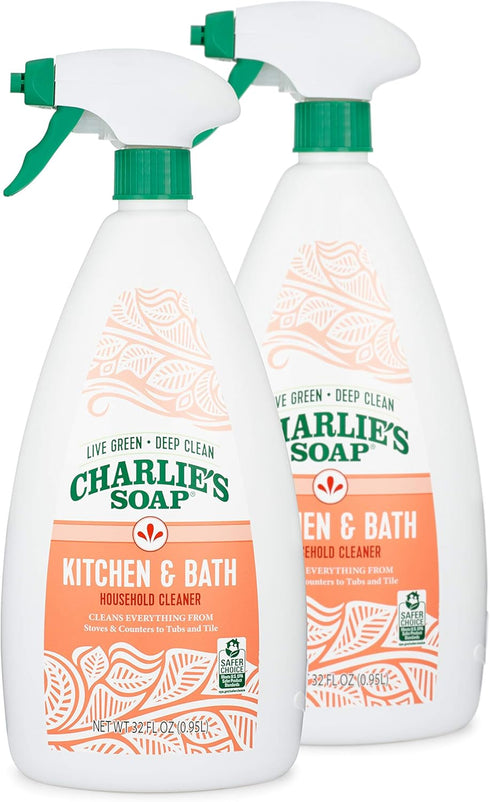 Charlie's Soap Kitchen and Bath Household Cleaner, Non-Toxic, Multi-Surface Use (2 Pack)