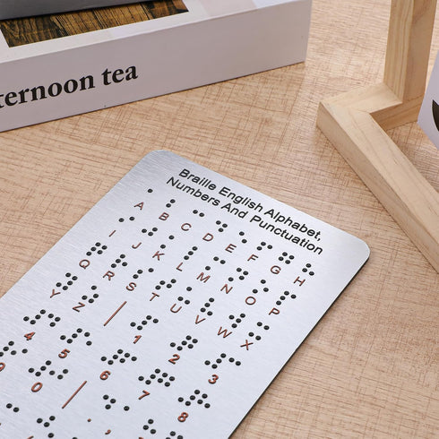 Larrel Braille Alphabet Board, Aluminum Letter Fingerboard Portable Carved Dots Numbers Board Braille Gifts Alphabet