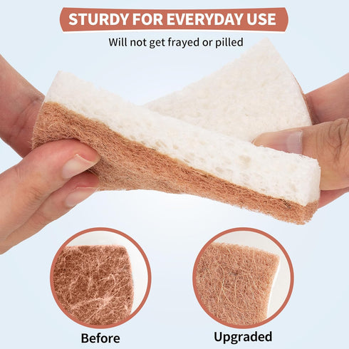 Natural Dish Sponge 12 Pack, Eco-Friendly Non-Scratch Cellulose Sponge, Biodegradable Dual-Sided for Dish Washing