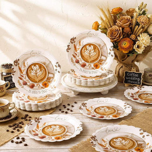 Havawish 100 Set Pcs Love Is Brewing Coffee Bridal Shower Party Plates Decoration Coffee Paper Plate Love Is Brewing