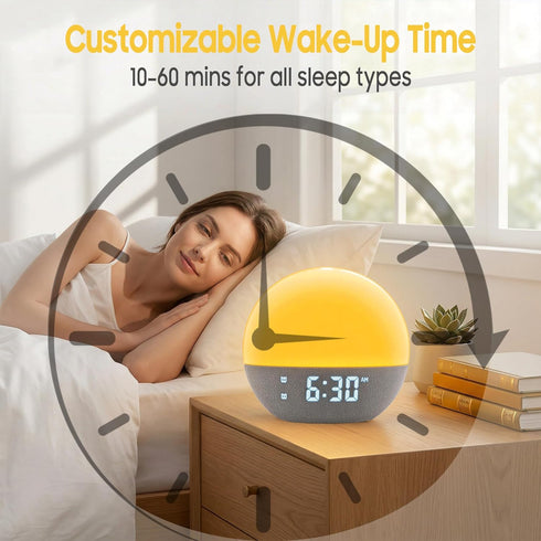 Sunset 30 Sunrise Alarm Clock & White Noise Machine, Effective Alarm Clocks for Deep Sleepers, Bluetooth Speaker Wake