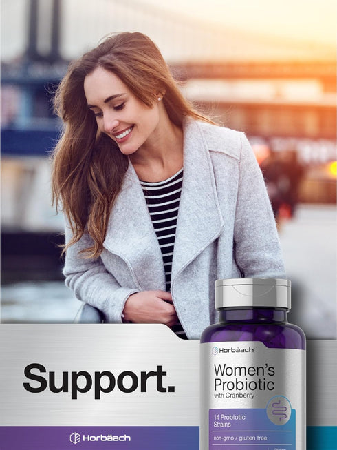 Horbaach Probiotic for Women with Cranberry - 90 Capsules, 14 Probiotic Strains, Non-GMO