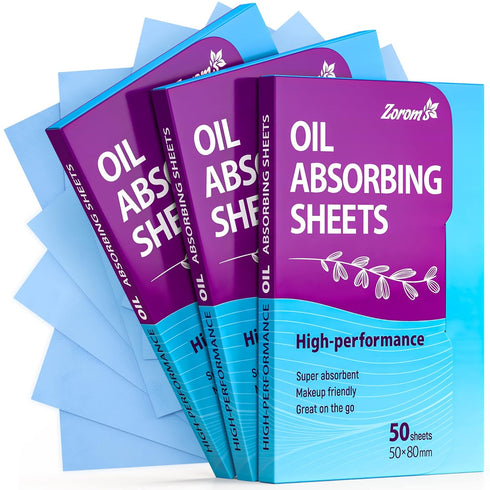 3 Pack Premium Oil Absorbing Sheets for Face - 150 Sheets Makeup Friendly Blotting Papers for Oily Skin