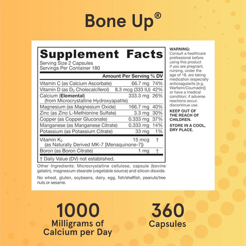 Jarrow Formulas BoneUp, 360 Capsules, For Bone Support & Skeletal Nutrition, Gluten Free, Non-GMO