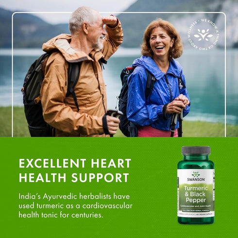 Swanson Turmeric & Black Pepper Organic Joint Health Supplement for Enhanced Bioavailability & Absorption - 60 Veggie