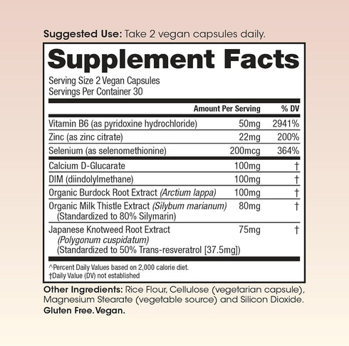 Winged Wellness Balanced Babe | Hormone Balance & Estrogen Detox for Women | 60ct, 100mg DIM, 100mg Calcium D-Glucarate