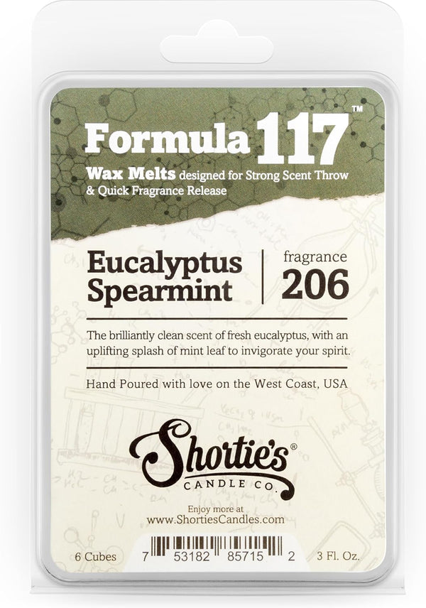 Shortie's Candle Company Eucalyptus Spearmint Wax Melts, 3 Oz. Bar, Highly Scented