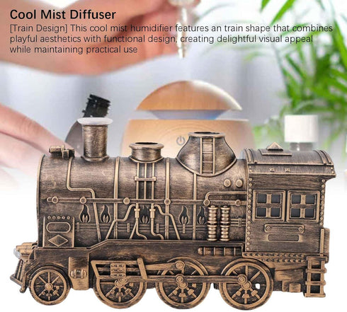 ICRPSTU 300ml Train Humidifier Diffuser, Cool Mist Quiet therapy Diffuser for Essential Oils, Double Outlets Train